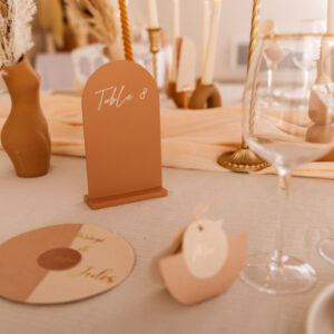 Nom - Numéro de table Marque Table a 1 à 12 arrondis voute blush terracotta nude Maison Yvon